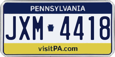 PA license plate JXM4418
