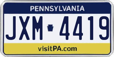 PA license plate JXM4419