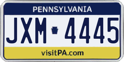 PA license plate JXM4445