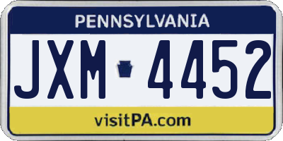 PA license plate JXM4452