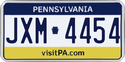 PA license plate JXM4454