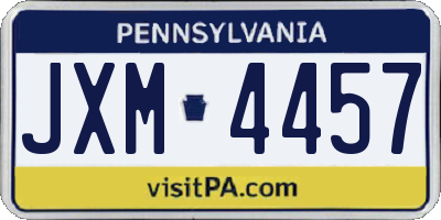 PA license plate JXM4457