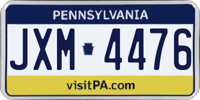 PA license plate JXM4476