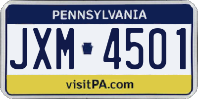 PA license plate JXM4501