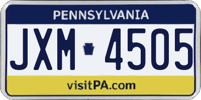 PA license plate JXM4505