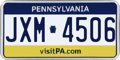 PA license plate JXM4506