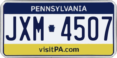 PA license plate JXM4507