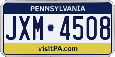 PA license plate JXM4508
