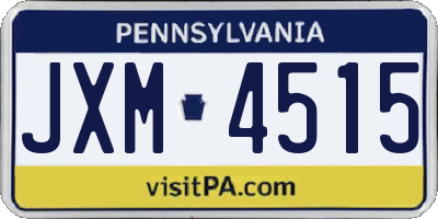 PA license plate JXM4515