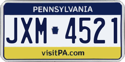 PA license plate JXM4521