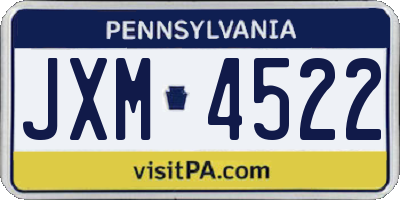 PA license plate JXM4522
