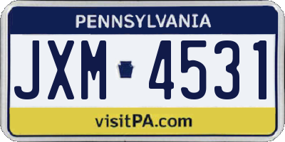 PA license plate JXM4531