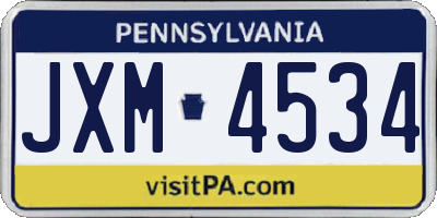 PA license plate JXM4534