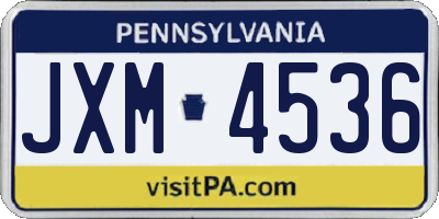 PA license plate JXM4536