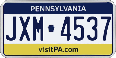 PA license plate JXM4537