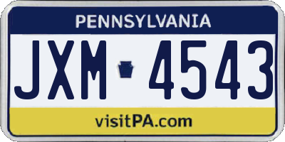 PA license plate JXM4543