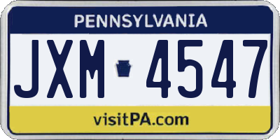 PA license plate JXM4547