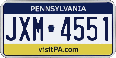 PA license plate JXM4551