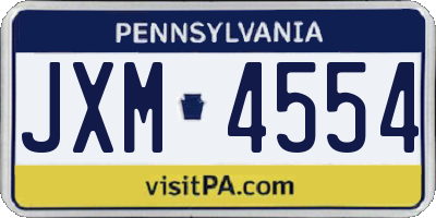 PA license plate JXM4554