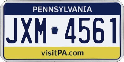 PA license plate JXM4561