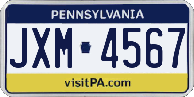 PA license plate JXM4567