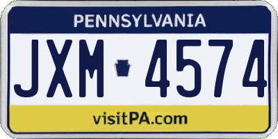 PA license plate JXM4574