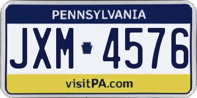 PA license plate JXM4576
