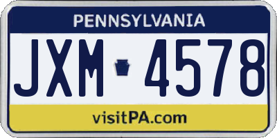 PA license plate JXM4578