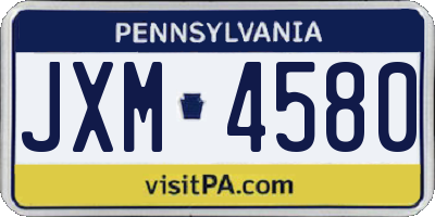 PA license plate JXM4580