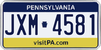 PA license plate JXM4581