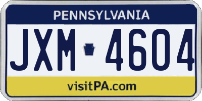 PA license plate JXM4604