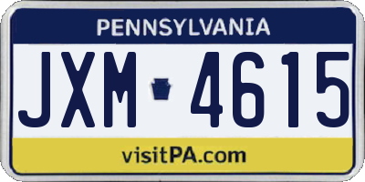 PA license plate JXM4615