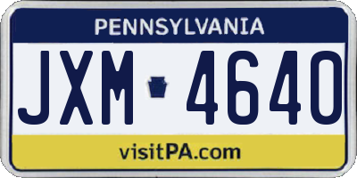 PA license plate JXM4640