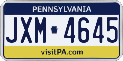 PA license plate JXM4645