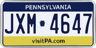 PA license plate JXM4647