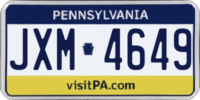 PA license plate JXM4649
