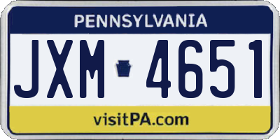 PA license plate JXM4651