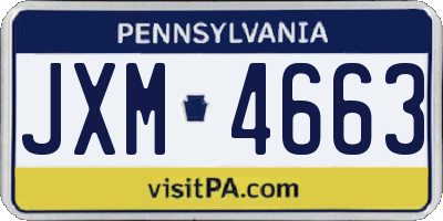 PA license plate JXM4663