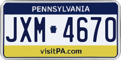 PA license plate JXM4670