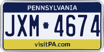 PA license plate JXM4674
