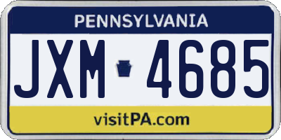 PA license plate JXM4685
