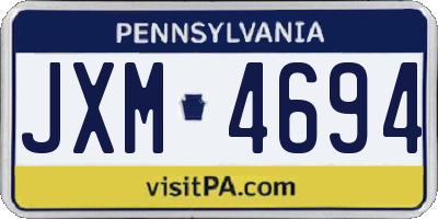 PA license plate JXM4694
