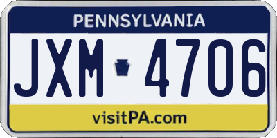 PA license plate JXM4706