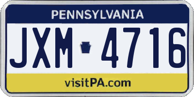 PA license plate JXM4716
