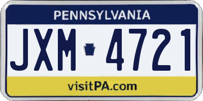PA license plate JXM4721