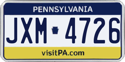 PA license plate JXM4726