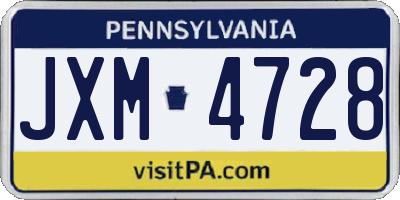 PA license plate JXM4728