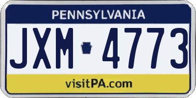 PA license plate JXM4773