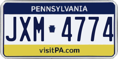PA license plate JXM4774