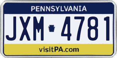 PA license plate JXM4781